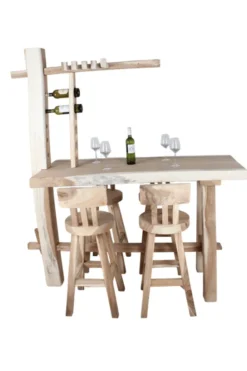 Bartafel met wijnrek suar hout