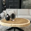 Boomstam salontafel met metalen poot