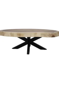 Boomstam salontafel met metalen poot