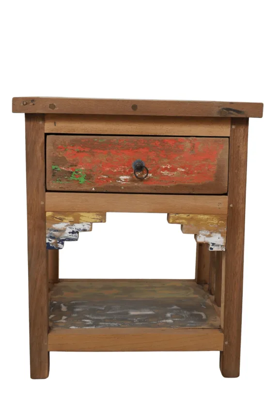 Boten houten nachtkastje met lade