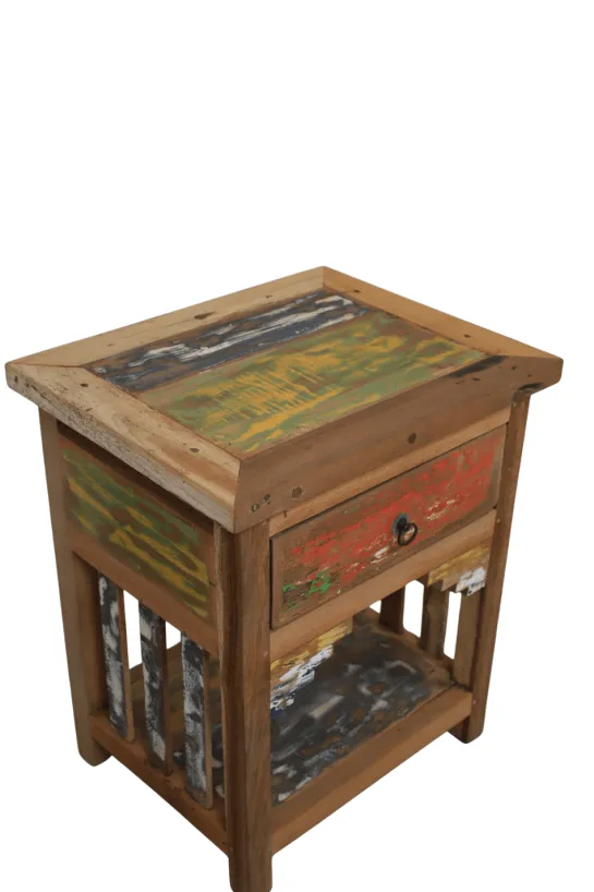Boten houten nachtkastje met lade