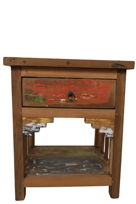 Boten houten nachtkastje met lade