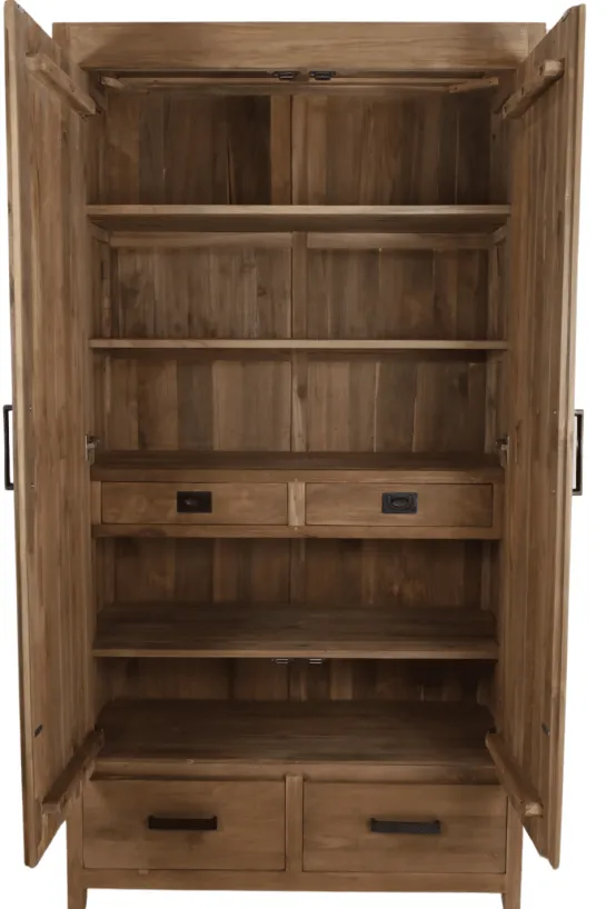 Dichte opbergkast teak hout 110cm