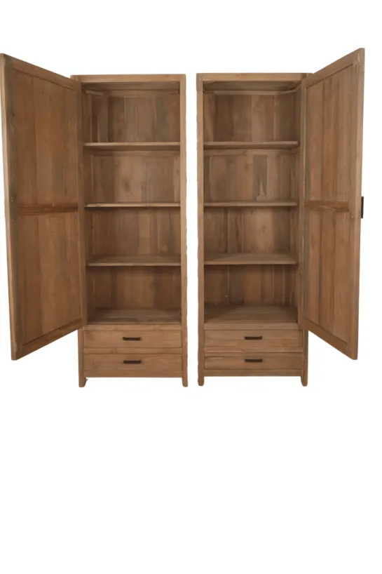 Dichte opbergkast teak hout 75x45x210 cm
