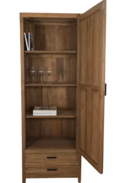 Dichte opbergkast teak hout 75x45x210 cm