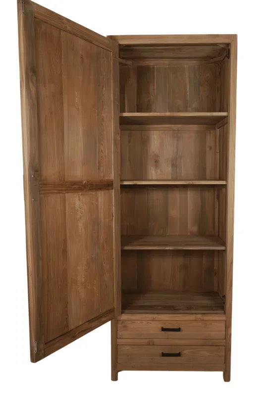 Dichte opbergkast teak hout 75x45x210 cm