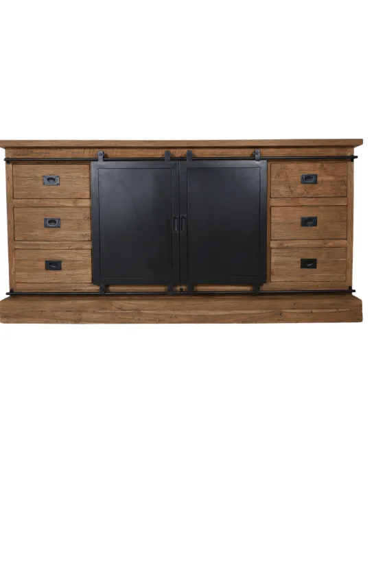 Dressoir 180 cm met metalen schuifdeuren