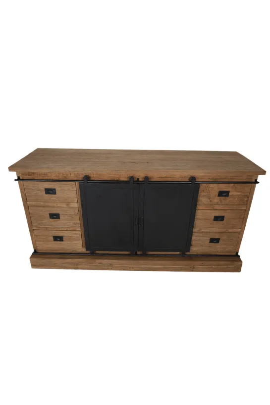 Dressoir 180 cm met metalen schuifdeuren