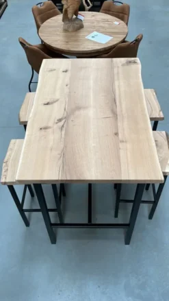 Eikenhouten Bartafel/statafel incl 4 barkrukken
