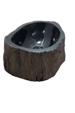 Fossiele wasbak – versteend hout 45 cm