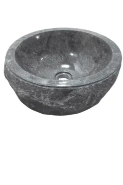 Grijze Marmeren Wasbak – Rond met Ruwe Buitenkant
