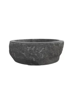 Grijze Marmeren Wasbak – Rond met Ruwe Buitenkant
