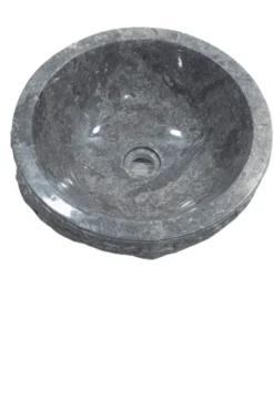 Grijze Marmeren Wasbak – Rond met Ruwe Buitenkant