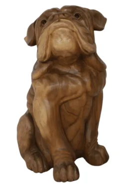 Grote Houten Bulldog – Stoer Houtsnijwerk