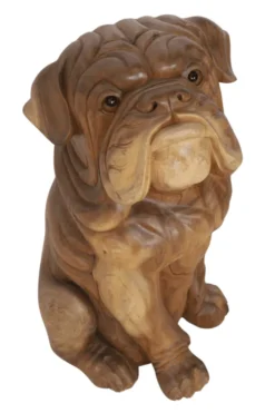 Grote Houten Bulldog – Stoer Houtsnijwerk