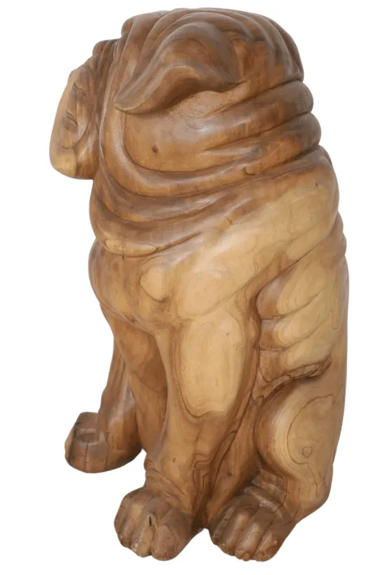 Grote Houten Bulldog – Stoer Houtsnijwerk