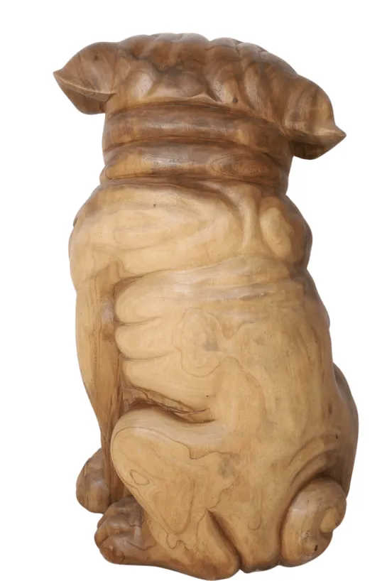 Grote Houten Bulldog – Stoer Houtsnijwerk