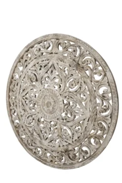 Grote ronde wanddecoratie 150 cm wit beige