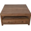 Grote teak houten salontafel met lades 120x120x45 cm