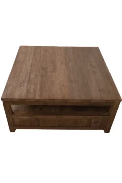 Grote teak houten salontafel met lades 120x120x45 cm