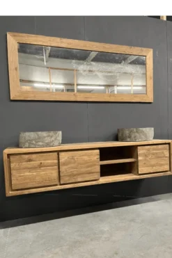 Hangend teak badkamermeubel 180 cm