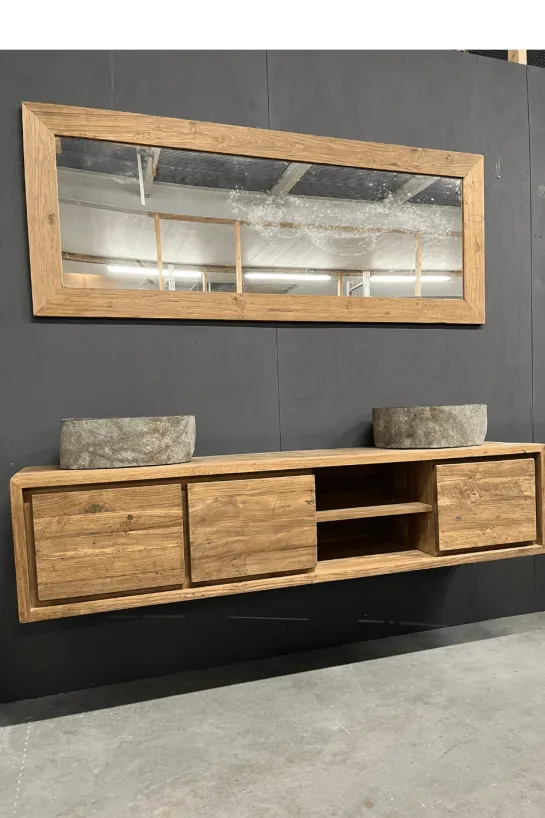 Hangend teak badkamermeubel 180 cm