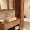 Hangend teak badkamermeubel
