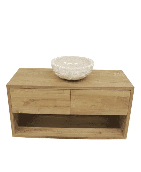 Hangend teak badkamermeubel