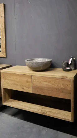 Hangend teak badkamermeubel
