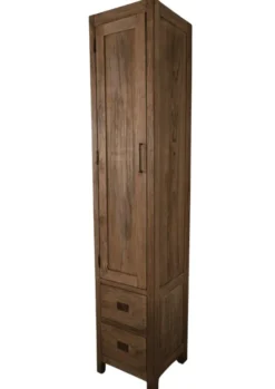 Hoge smalle rustieke teak houten badkamer kast 40x40x200 cm