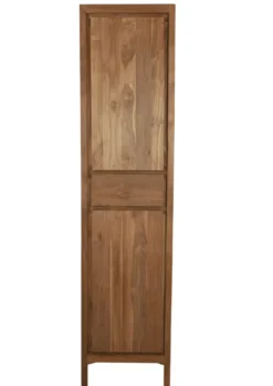 Hoge smalle teak houten badkamerkast 45x35x190 cm