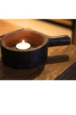 Houten decoratie schaal met handvat