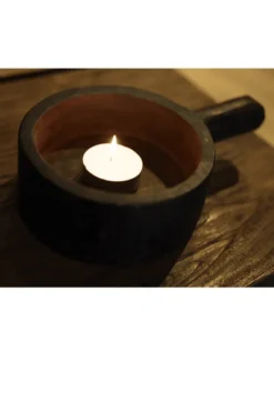 Houten decoratie schaal met handvat