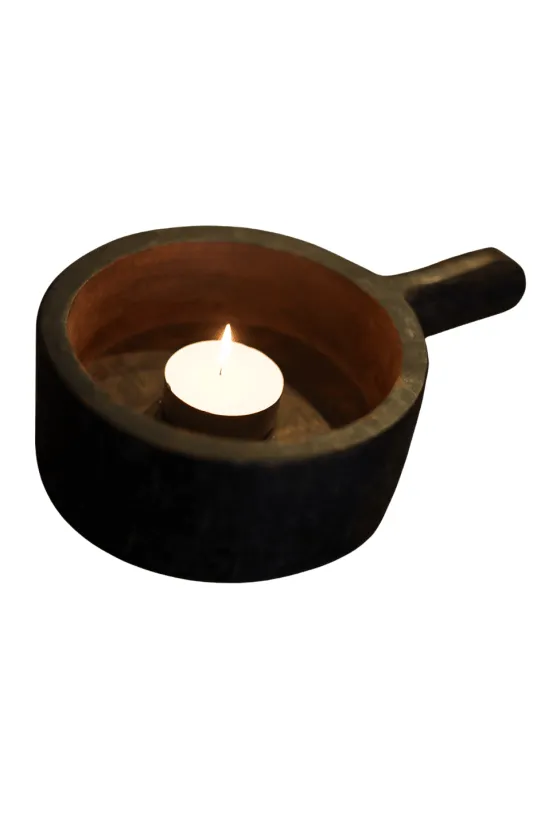 Houten decoratie schaal met handvat