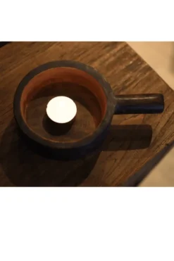 Houten decoratie schaal met handvat