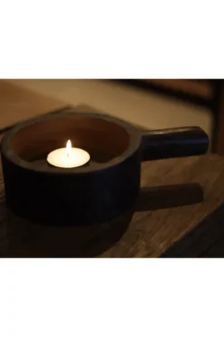 Houten decoratie schaal met handvat