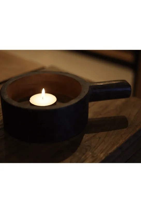 Houten decoratie schaal met handvat