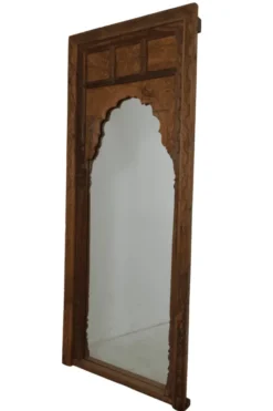 Houten spiegel met boog en houtsnijwerk 90×210 cm