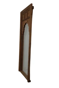 Houten spiegel met boog en houtsnijwerk 90×210 cm