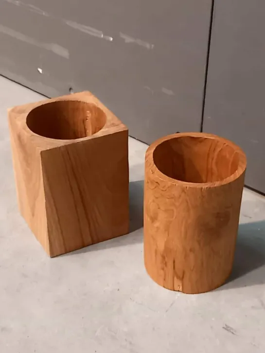 Houten tandenborstel beker