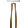 Houten Vloerlamp – Strak & Minimalistisch met Witte Kap