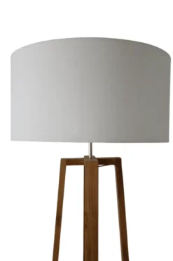 Houten Vloerlamp – Strak & Minimalistisch met Witte Kap