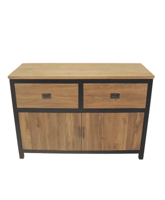 Industrieel dressoir ruw teakhout
