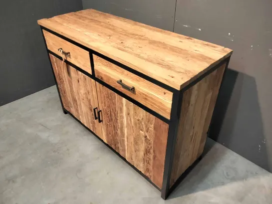 Industrieel dressoir ruw teakhout