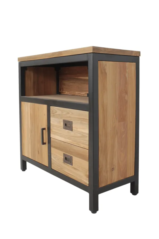 Industrieel klein teak tv meubel