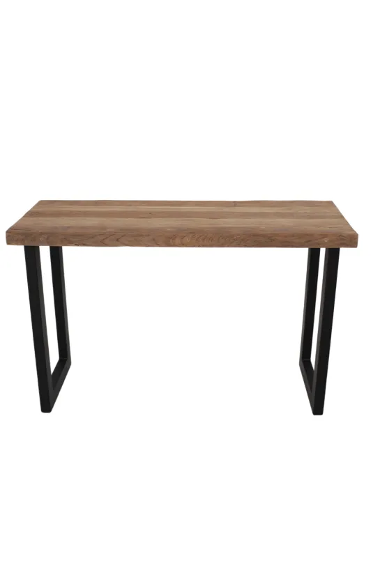 Industrieel side table teak met metaal
