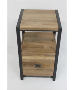 2 industrieel teak nachtkastjes