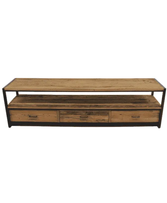Industrieel tv meubel teak hout