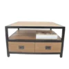 Industriële Salontafel van glad Teak hout en Metaal