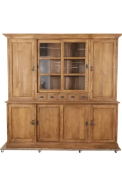 Klassieke Landelijke Teak Houten Vitrinekast